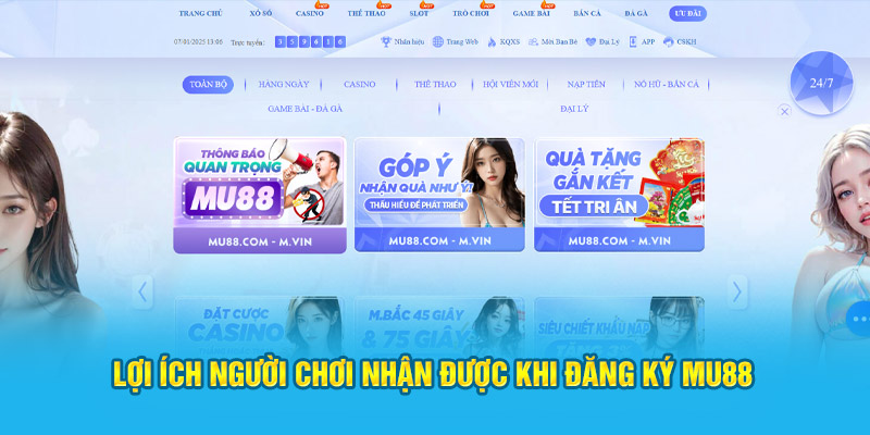 Lợi ích người chơi nhận được khi đăng ký MU88